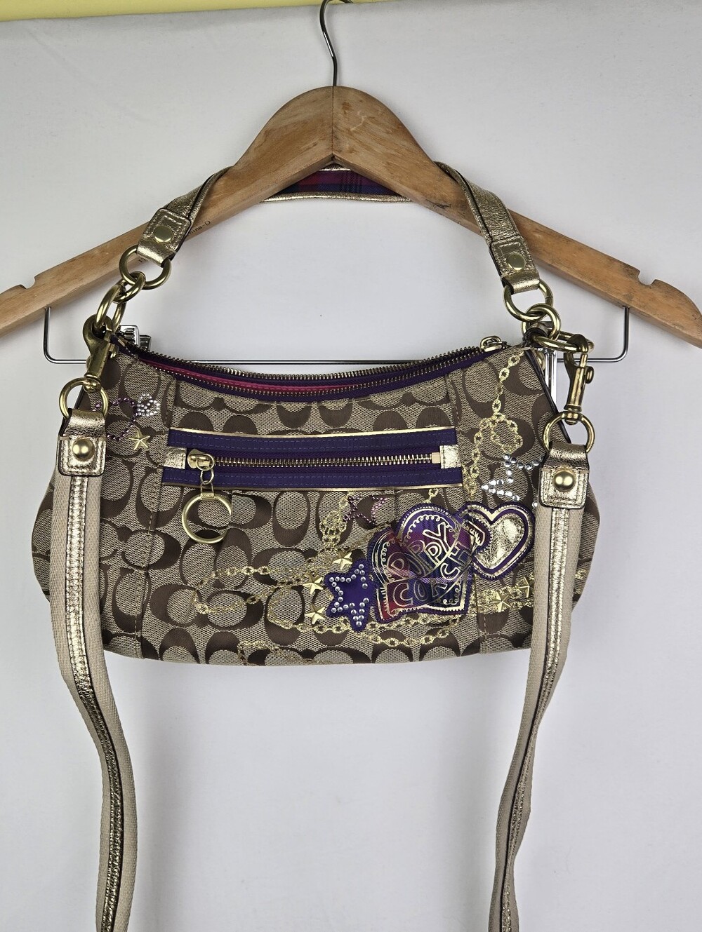 Coach Poppy Appliqué Khaki Signature 15880 Bag - Picture 2 of 16